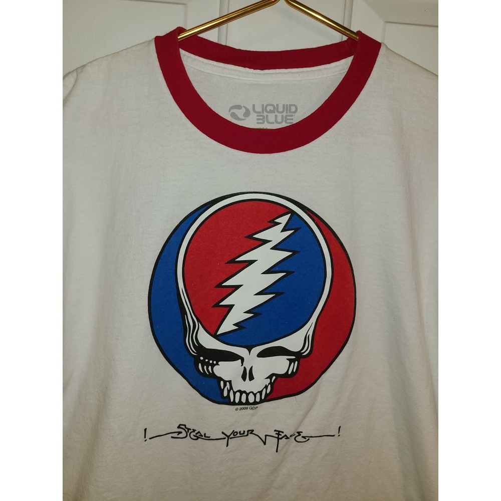 NWOT GRATEFUL DEAD-STEAL YOUR FACE RINGER-T-SHIRT XL Garcia,Lesh,Wier SYF